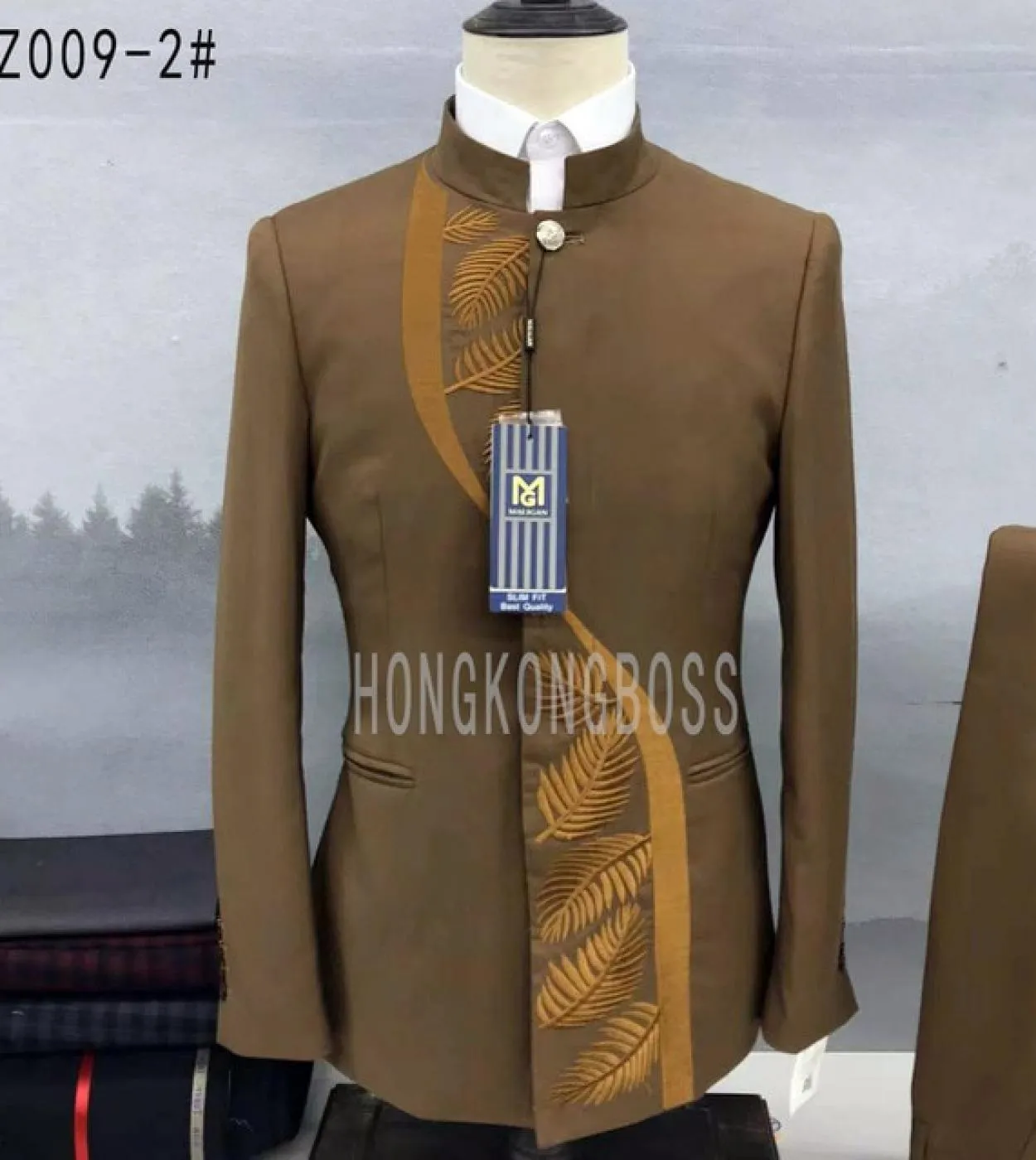 2 pezzi completo completo blazer giacca pantaloni  2022 moda uomo casual boutique monopetto colletto alla coreana tunica cappot