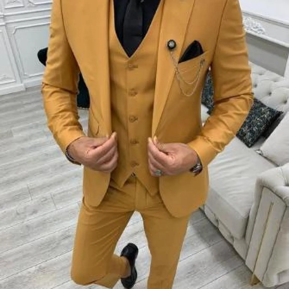 2022 Verde Picco Risvolto Slim Fit Abiti Da Uomo 3 Pezzi Smoking Terno Masculino Set Giacca Sposo Da Sposa Prom Costume Homme