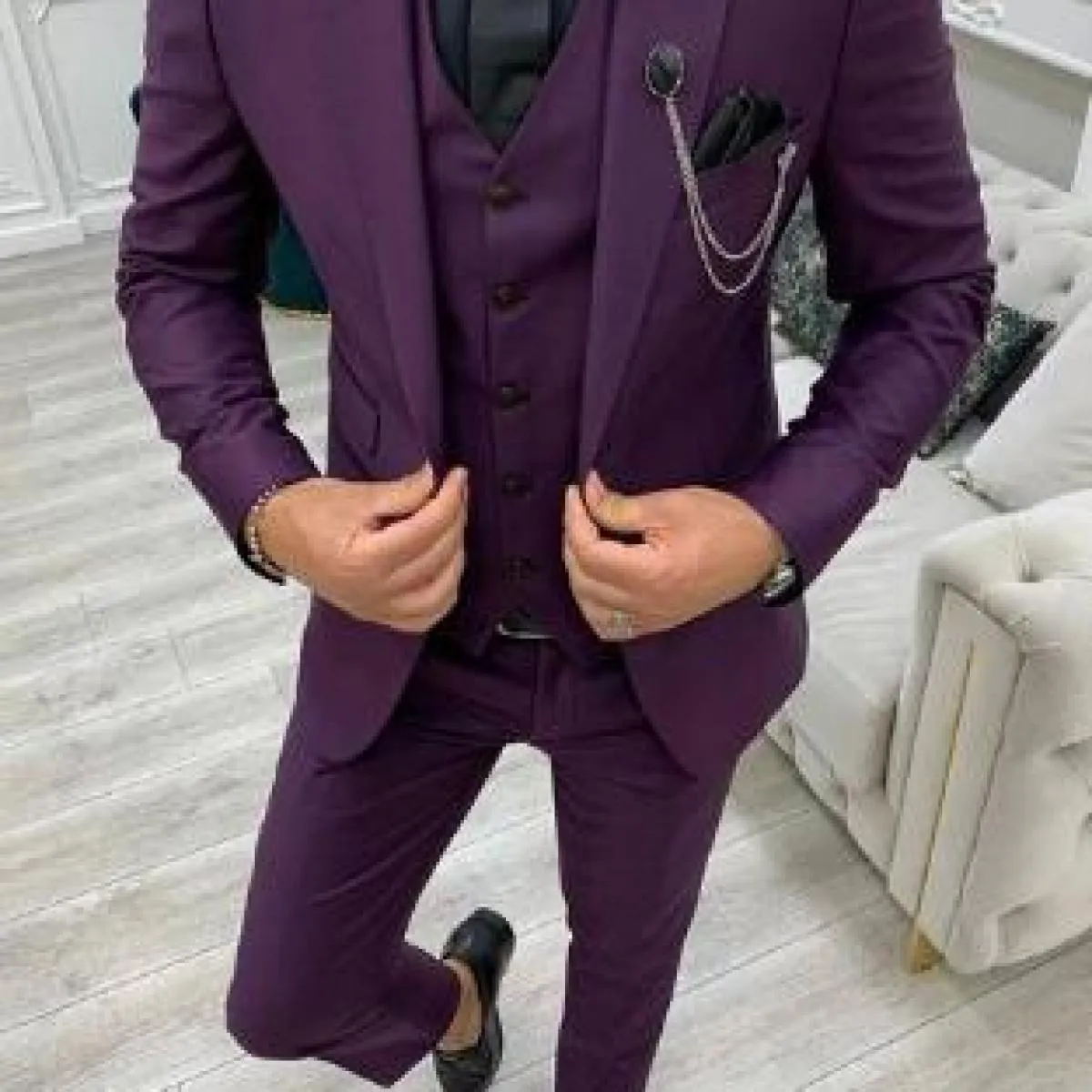 2022 Verde Picco Risvolto Slim Fit Abiti Da Uomo 3 Pezzi Smoking Terno Masculino Set Giacca Sposo Da Sposa Prom Costume Homme