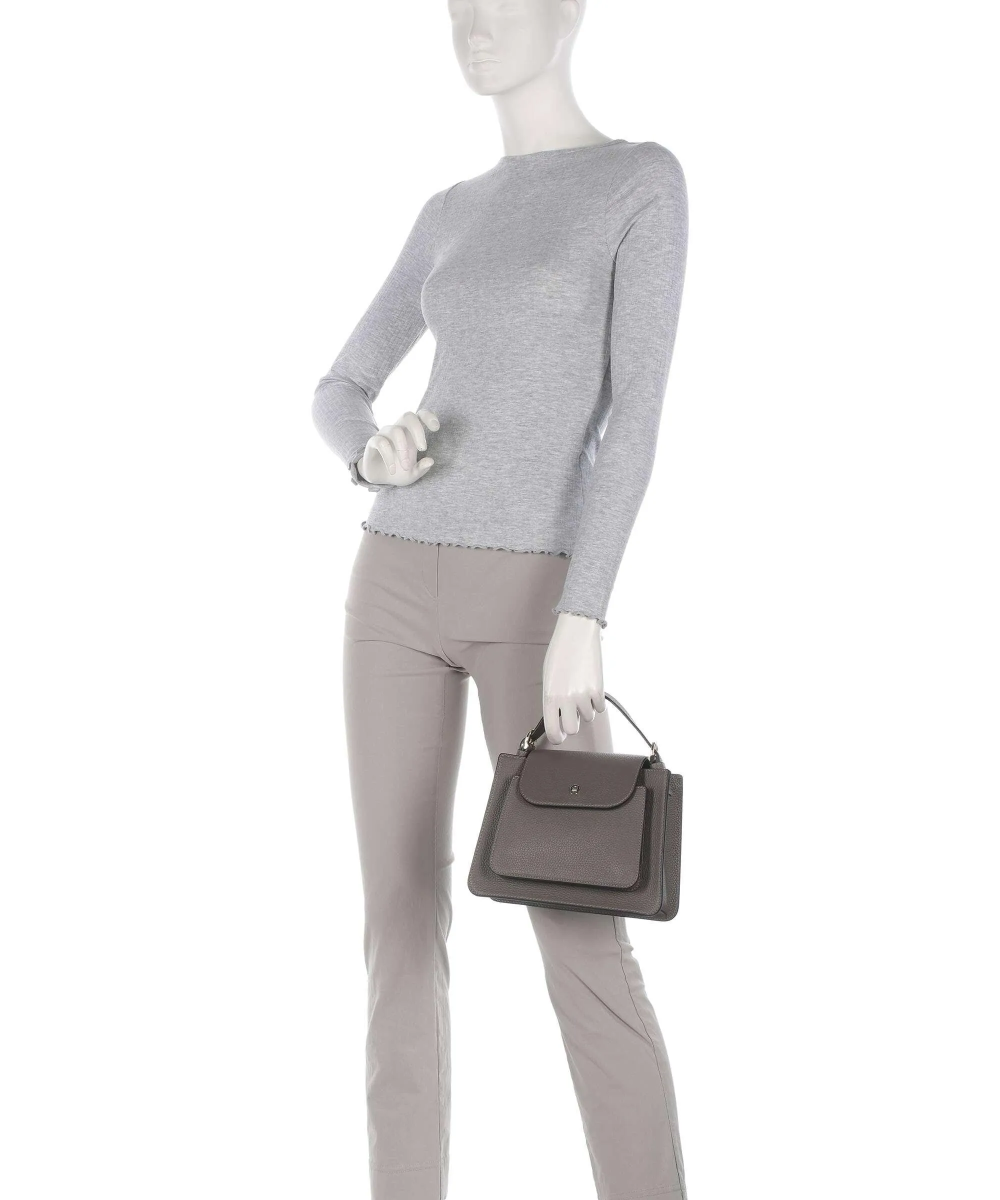  Aigner Delia S Borsa a mano pelle di vacchetta grana taupe  