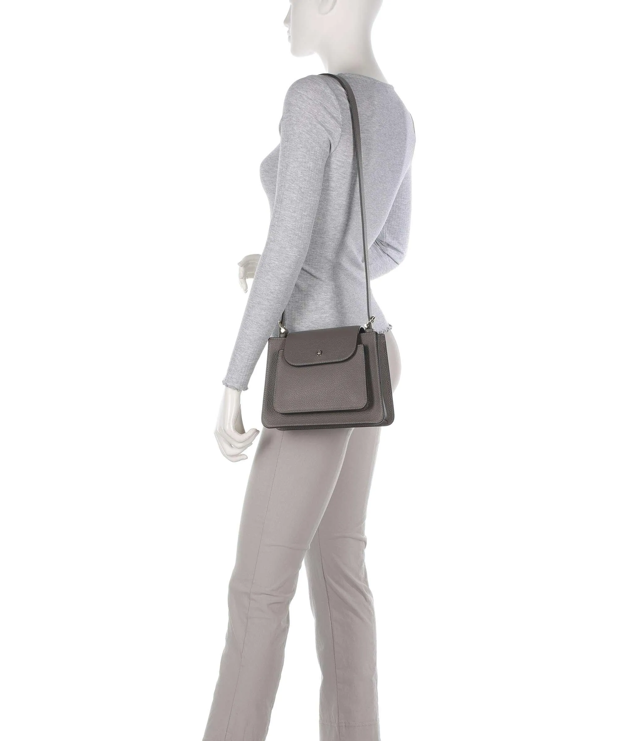  Aigner Delia S Borsa a mano pelle di vacchetta grana taupe  