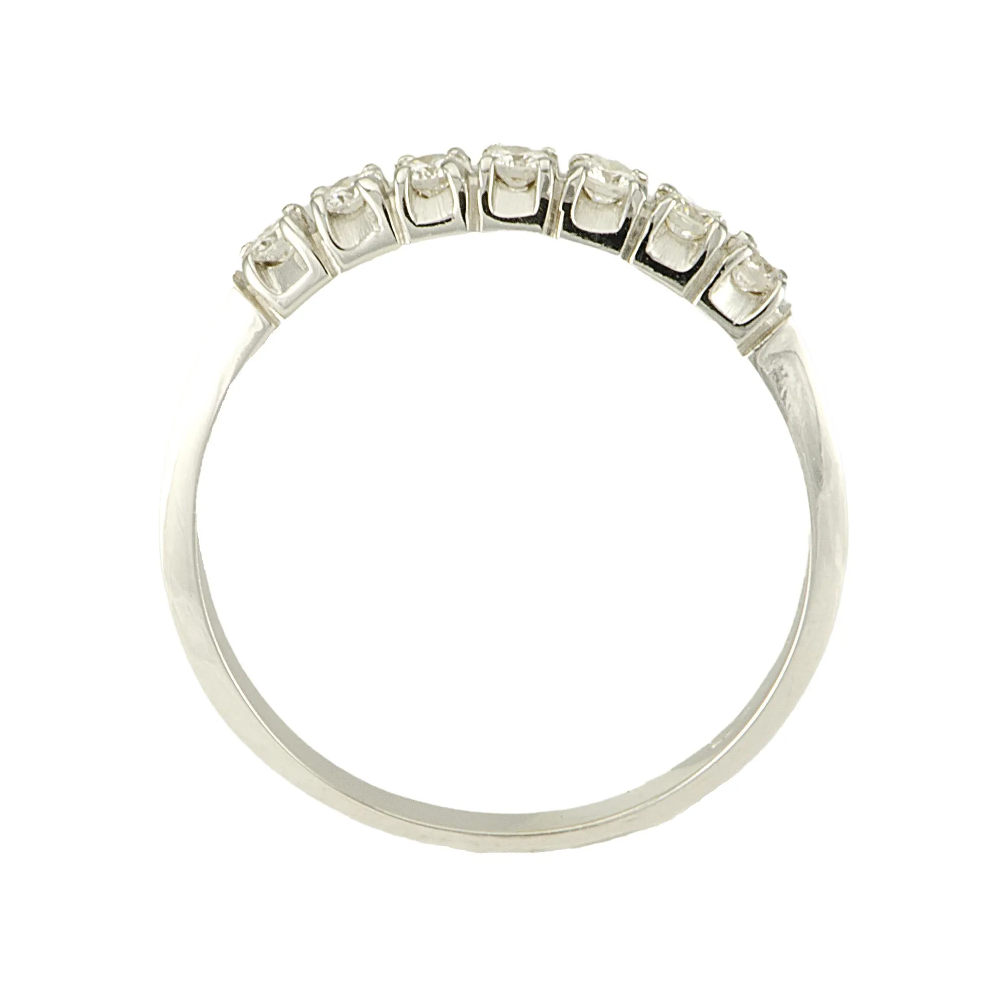 ANELLO VERETTA 7 PIETRE IN ORO BIANCO E DIAMANTI CT 0,21 MIS 12