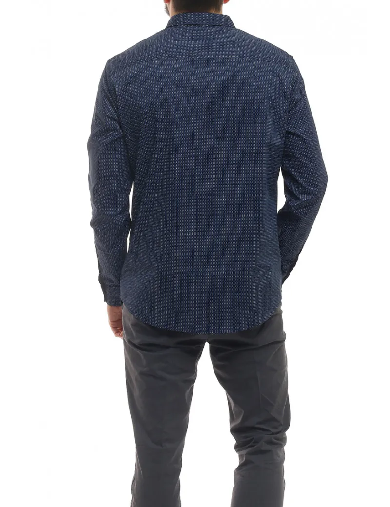 ARMANI EXCHANGE camicia blu con fantasia pois bianchi 3gzc45