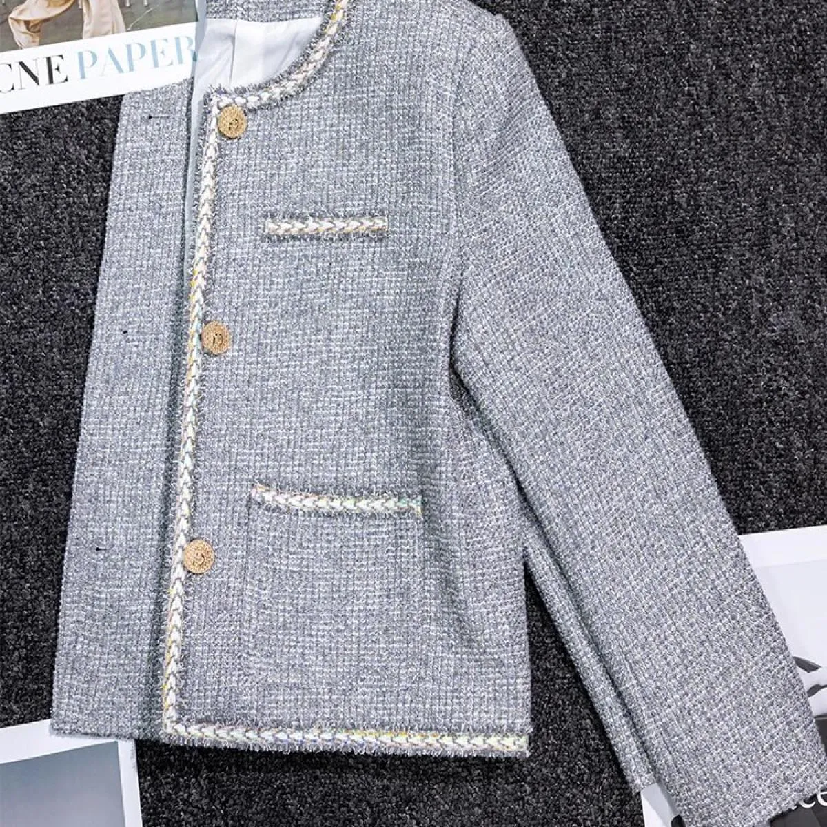 Blazer casual da donna monopetto a maniche lunghe Blazer da donna con giacca Oneck nero grigio femminile