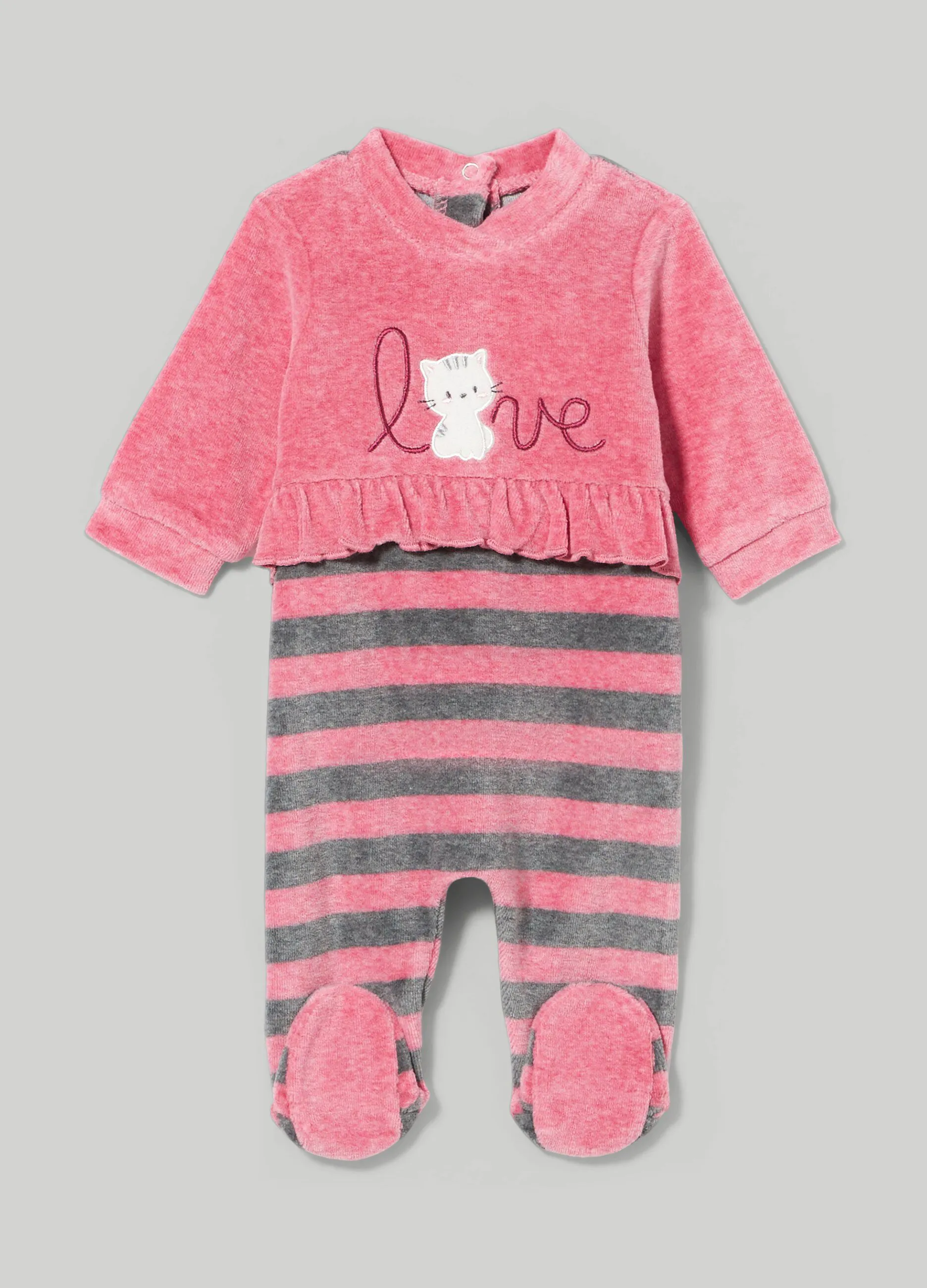 BLUKIDS  Tutina in ciniglia con rouches neonata