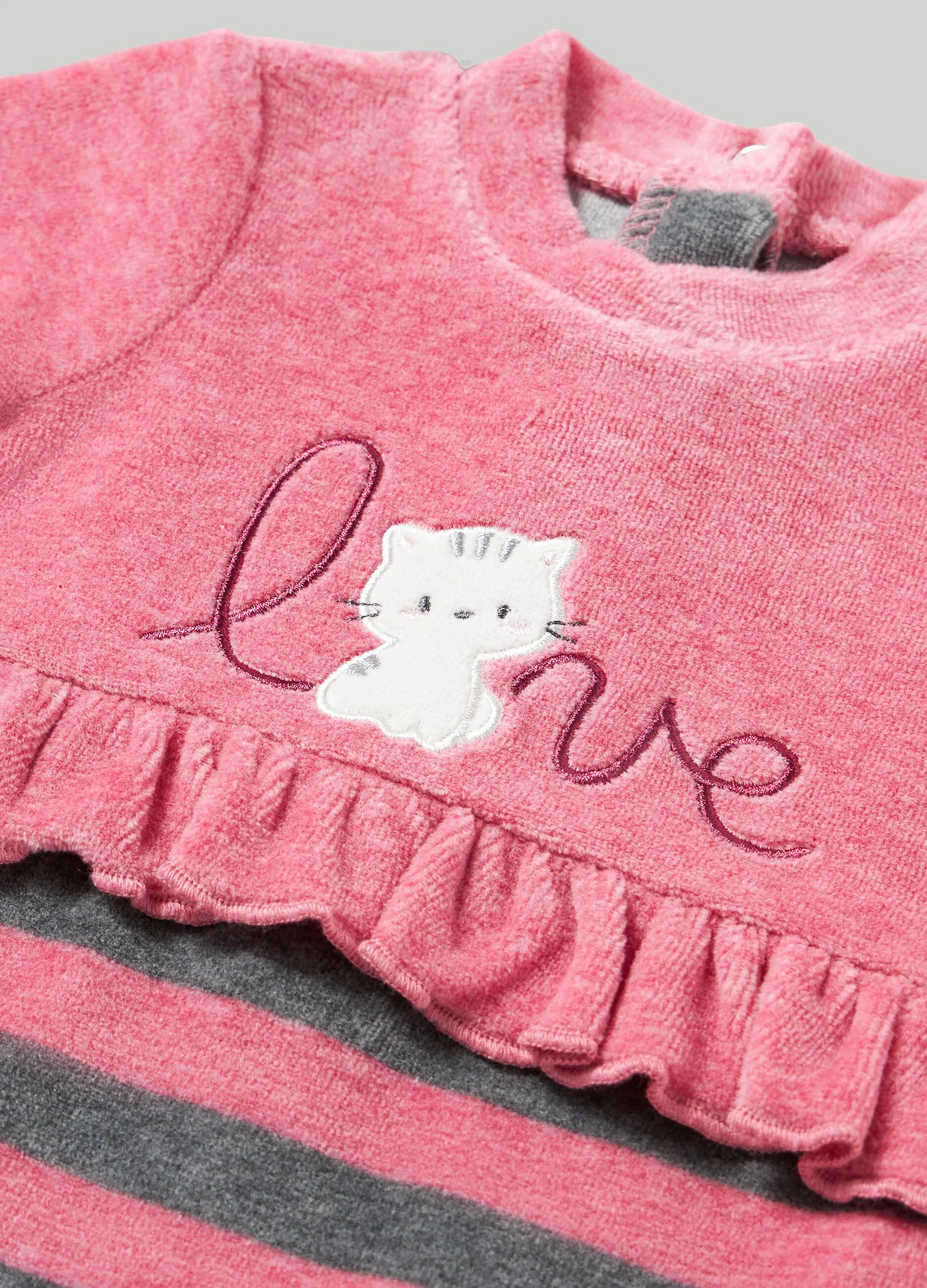 BLUKIDS  Tutina in ciniglia con rouches neonata