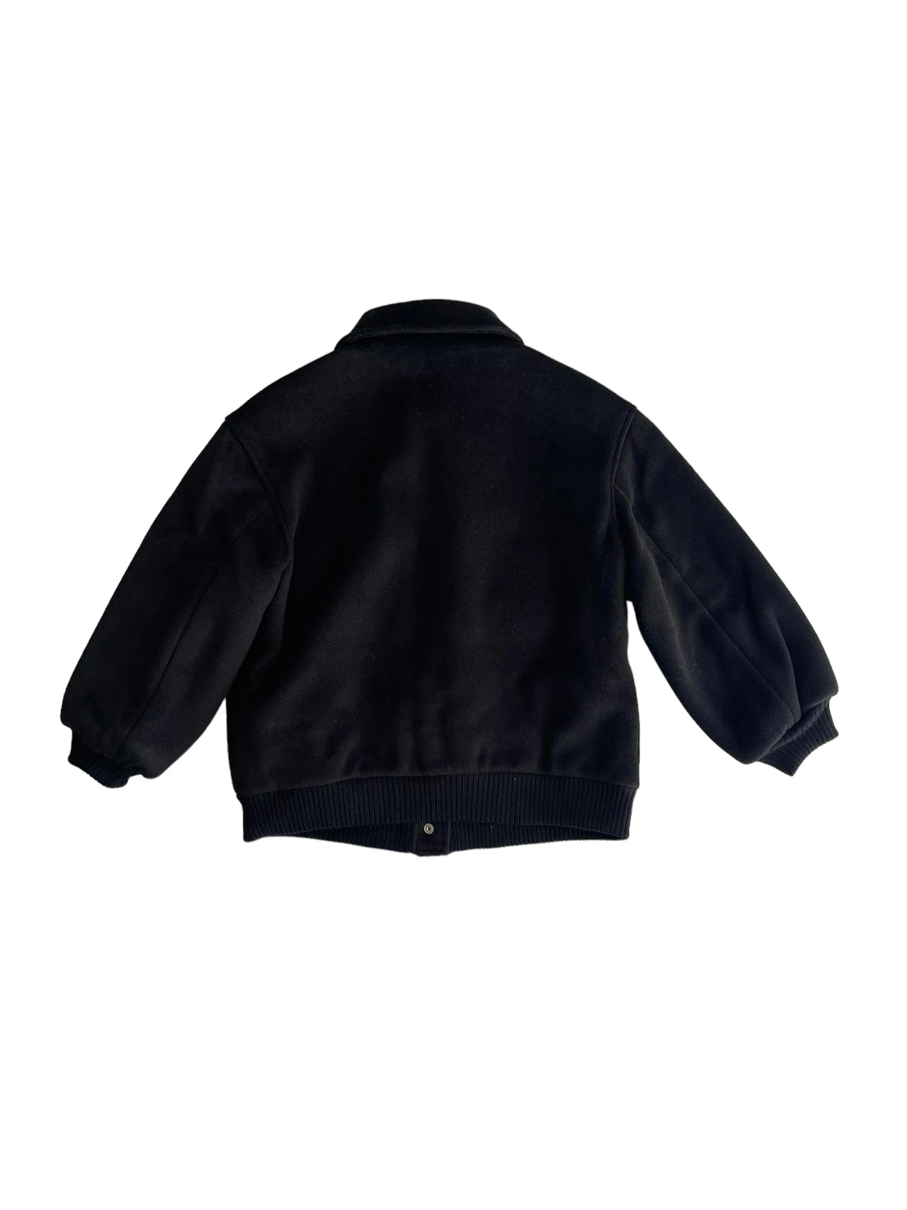 Bomber nero in panno con frange