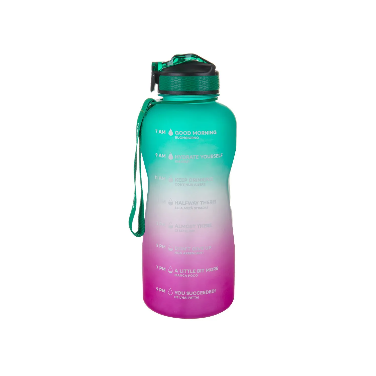 Borraccia 2,2 L motivazionale - rosa e verde 