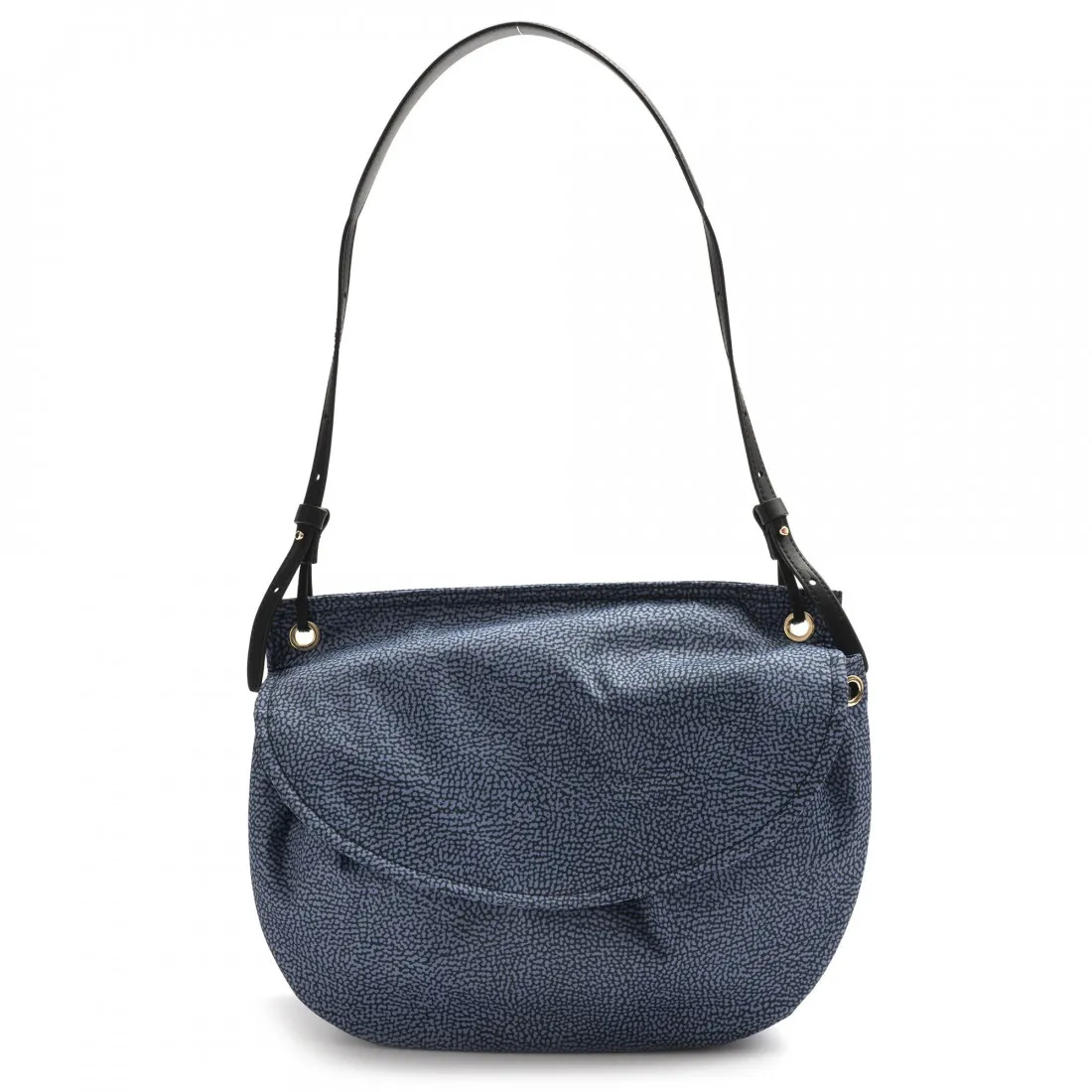 Borsa Borbonese Message Medium blu in Nylon Jet OP e pelle
