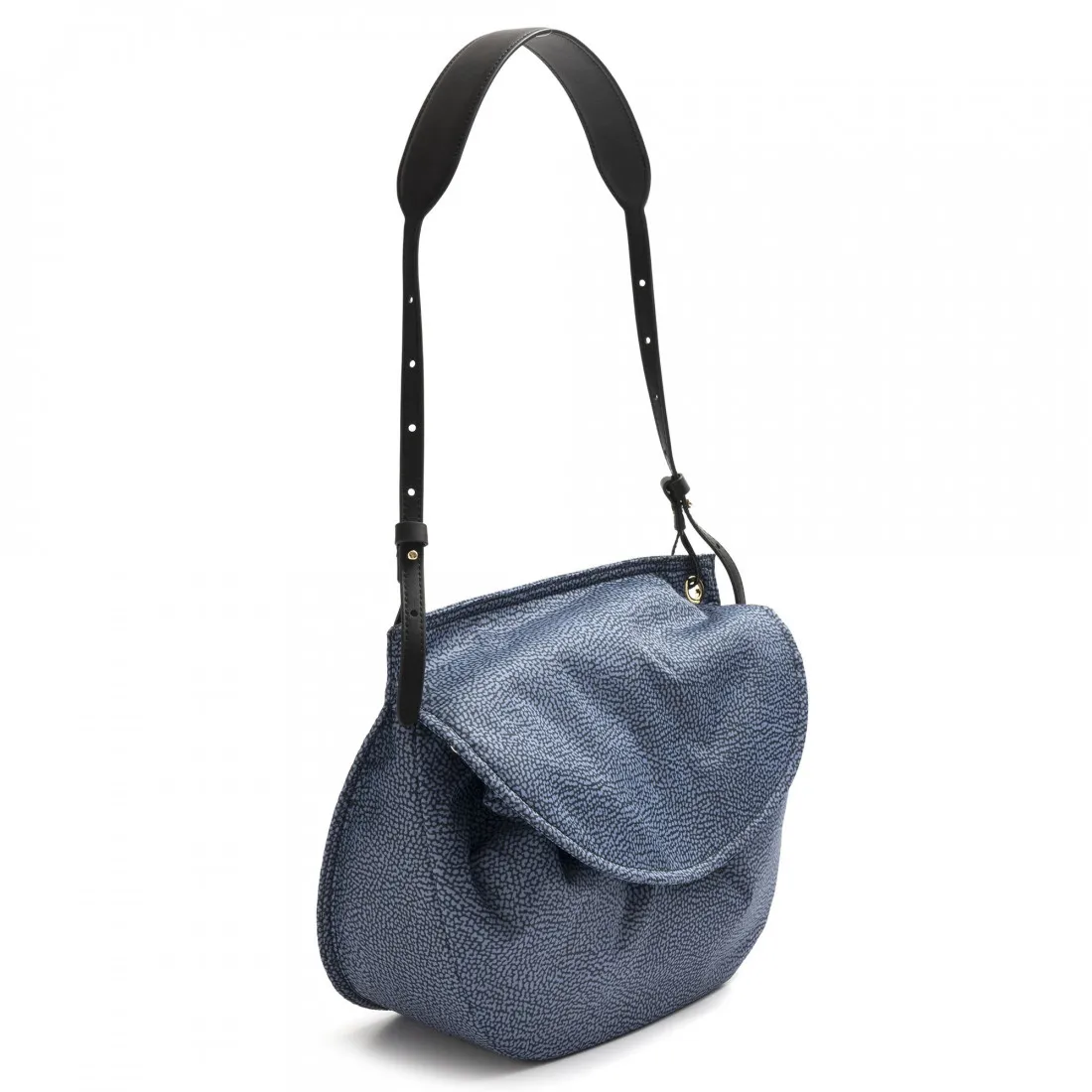 Borsa Borbonese Message Medium blu in Nylon Jet OP e pelle