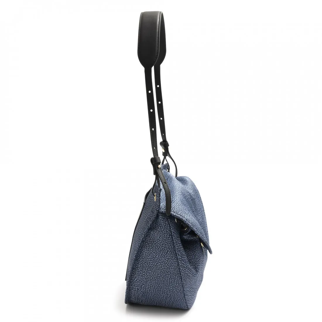 Borsa Borbonese Message Medium blu in Nylon Jet OP e pelle