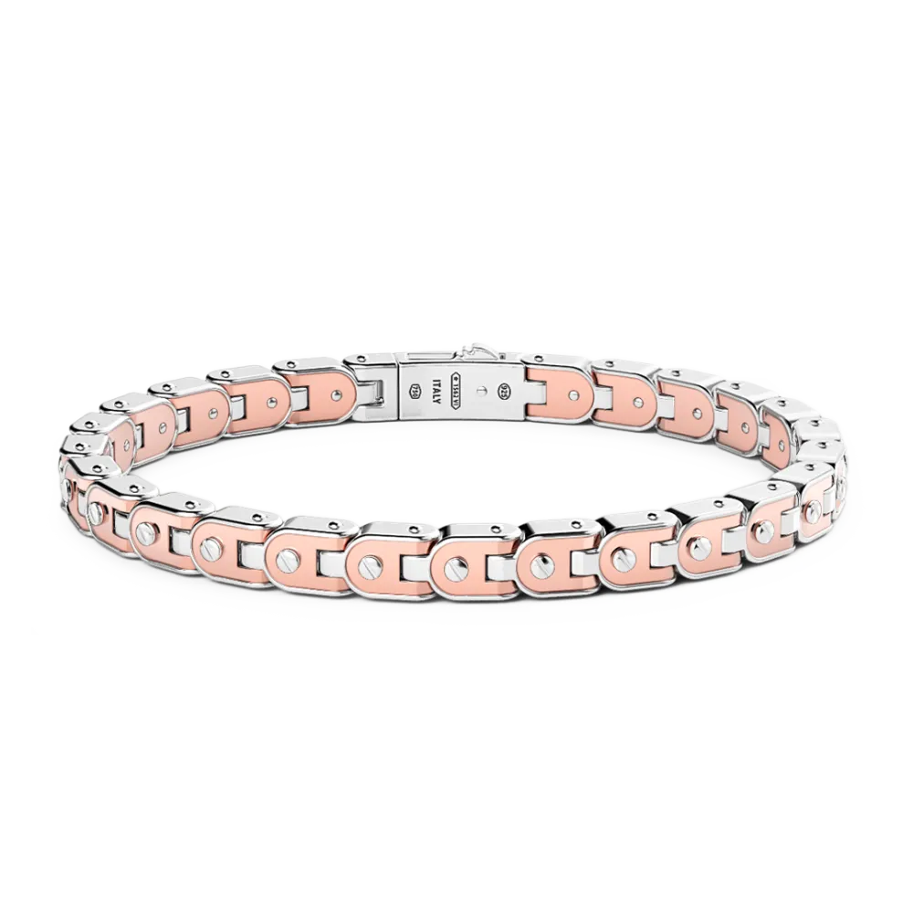 Bracciale da uomo Zancan in argento e oro rosa.
