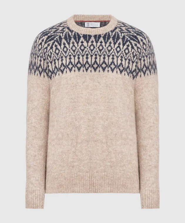 Brunello Cucinelli Maglione beige con fantasia MSO504200