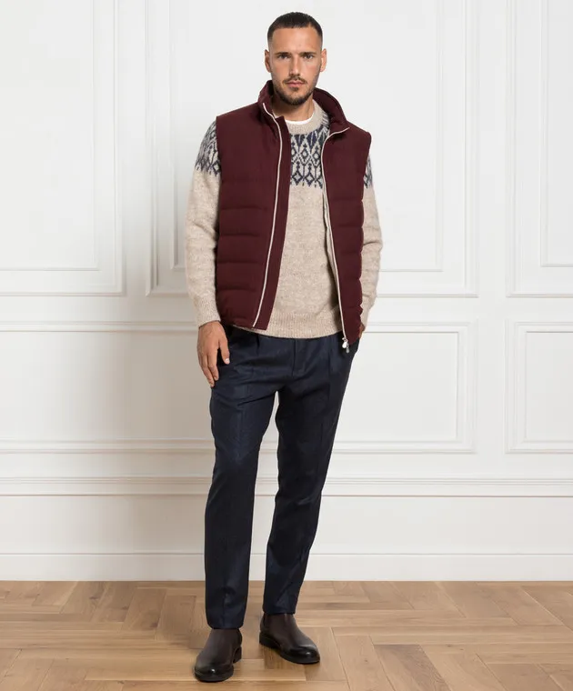 Brunello Cucinelli Maglione beige con fantasia MSO504200