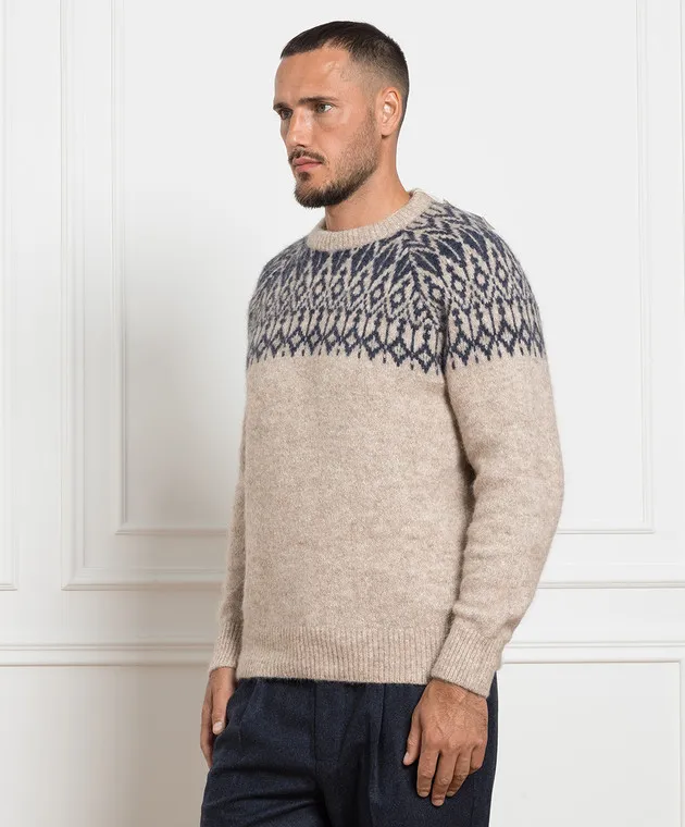 Brunello Cucinelli Maglione beige con fantasia MSO504200