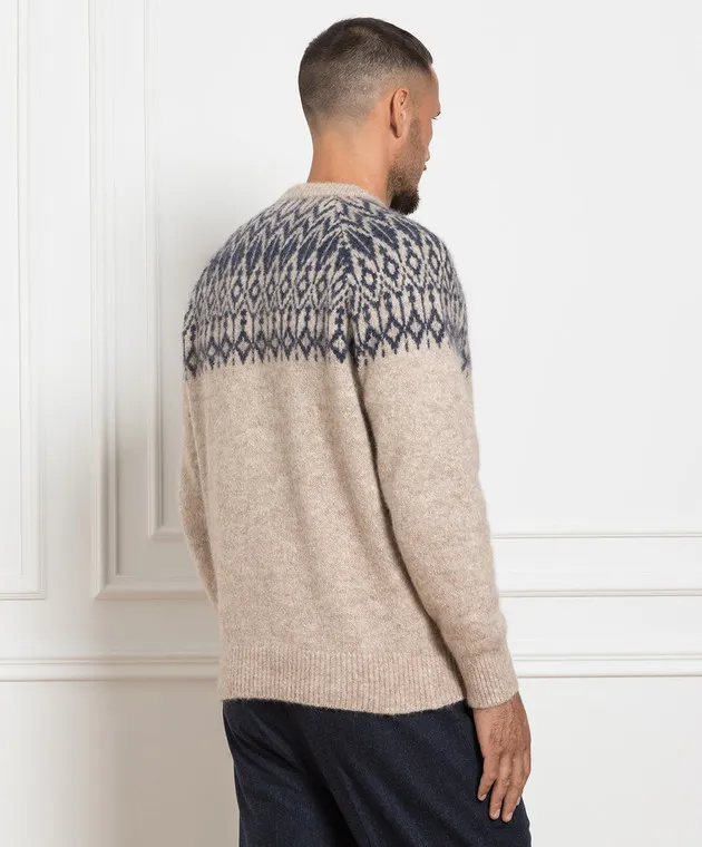 Brunello Cucinelli Maglione beige con fantasia MSO504200