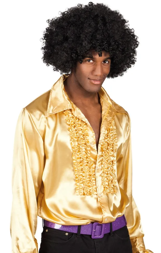 Camicia lucida con volant oro