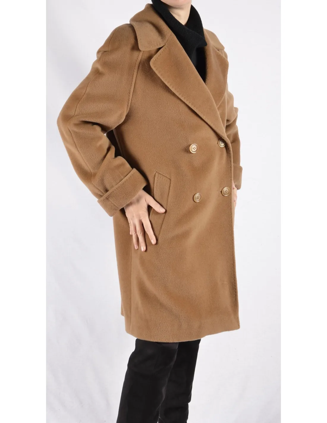 Cappotto Donna in lana doppiopetto Mod Rachele Beige