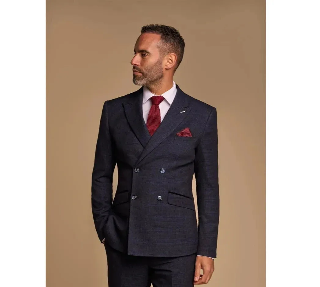 Caridi - Blazer doppiopetto blu navy da uomo