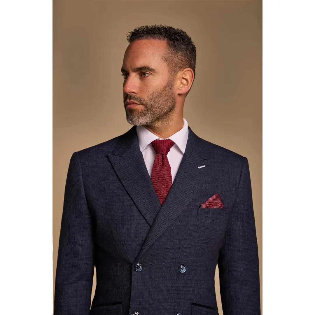 Caridi - Blazer doppiopetto blu navy da uomo