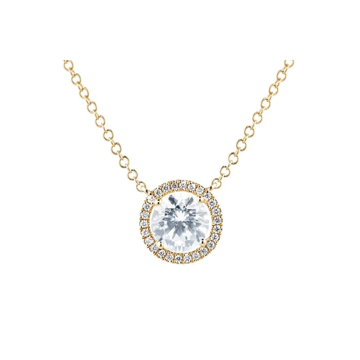 Ciondolo Halo con diamanti 1.20 carati totali in Oro Giallo 18k