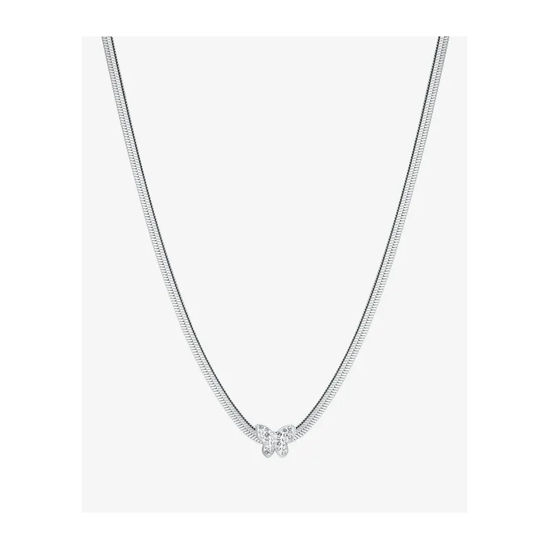 COLLANA DONNA SNAKE IN ACCIAIO CON FARFALLA CON CRISTALLI BIANCHI