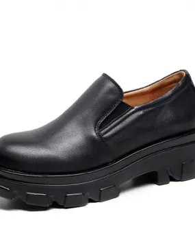 Di modo di Spessore Fondo Scarpe Da Donna 2022 Primavera Femminile Slip On Zeppe In Vera Pelle Mocassini Della Piattaforma Delle