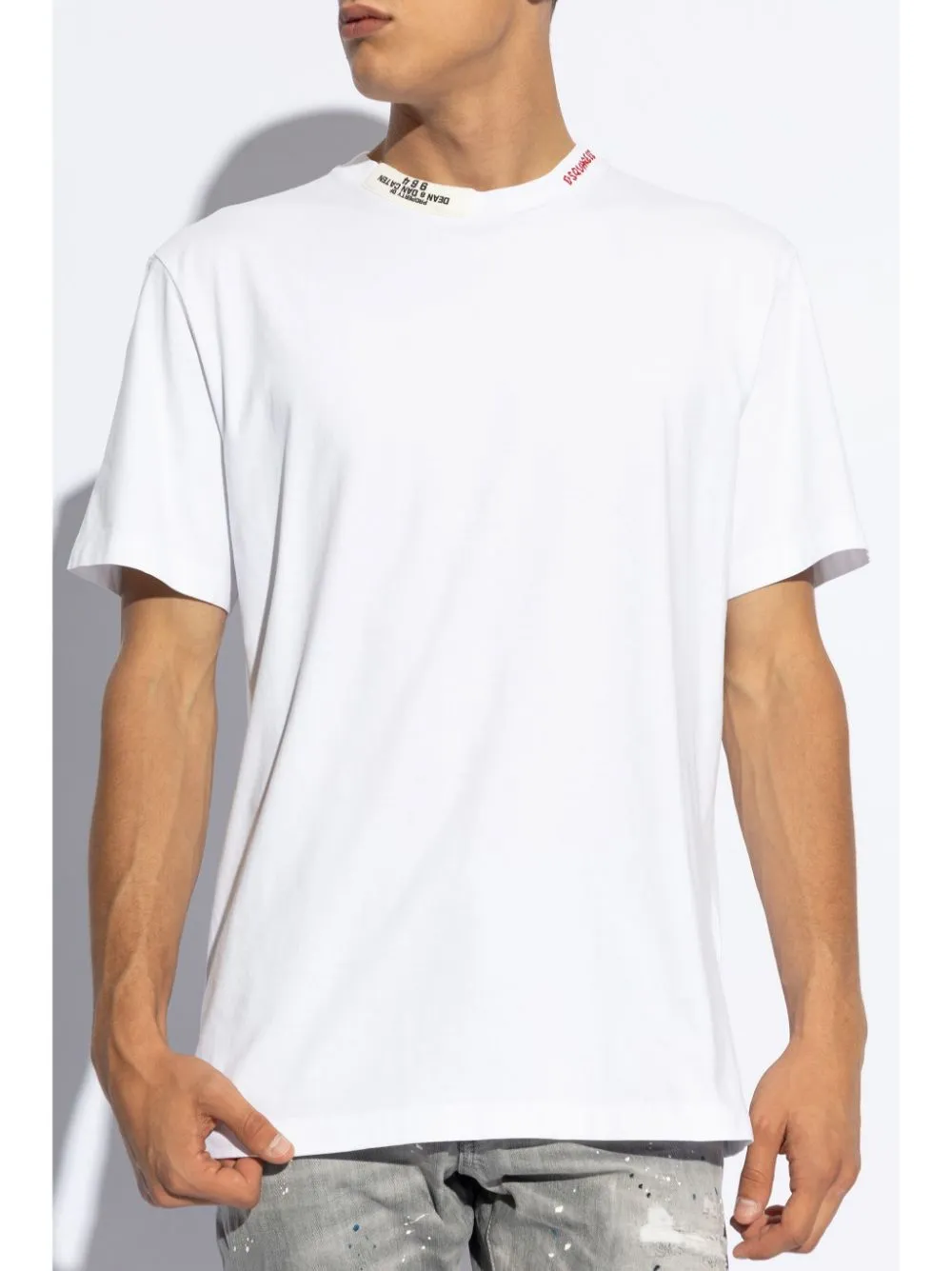 Dsquared2 T-shirt Bianco Uomo Ricamo Scollo