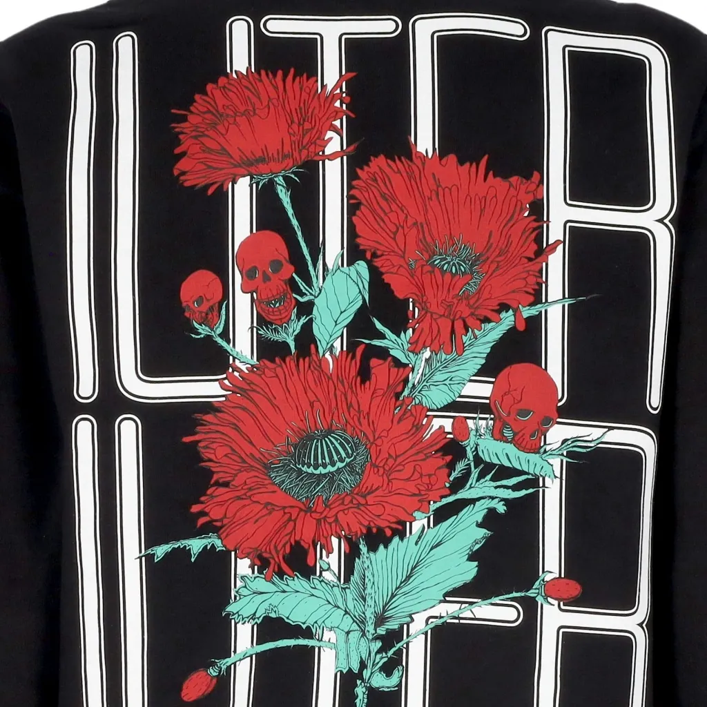 felpa cappuccio uomo spine skulls hoodie BLACK