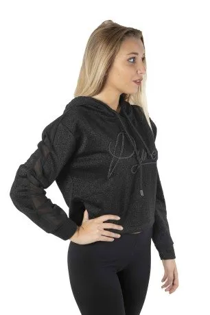 Felpa Donna Glitterata Con Cappuccio