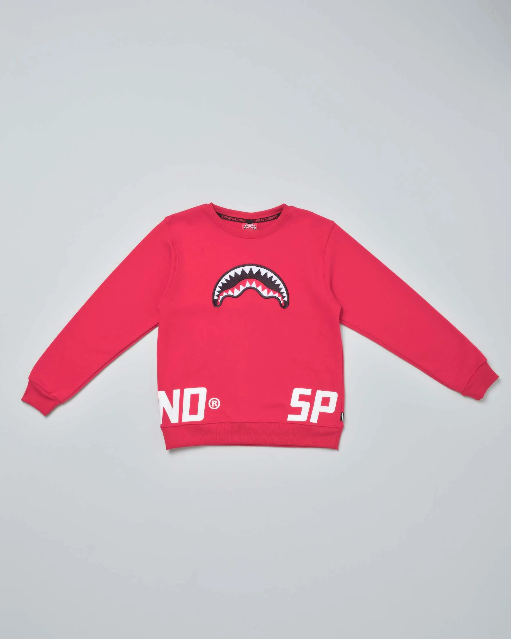 Felpa rossa girocollo 'Smooth Crew' in cotone con fauci e maxi logo 10-16 anni