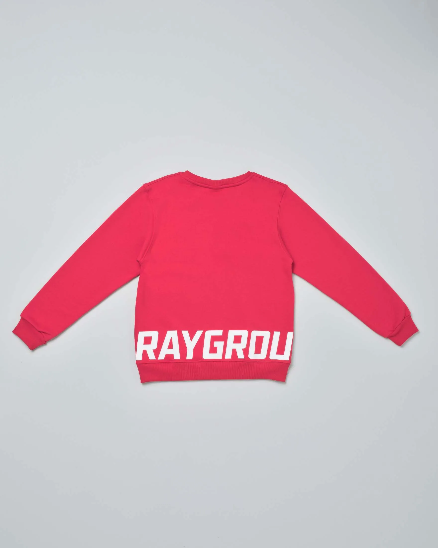 Felpa rossa girocollo 'Smooth Crew' in cotone con fauci e maxi logo 10-16 anni