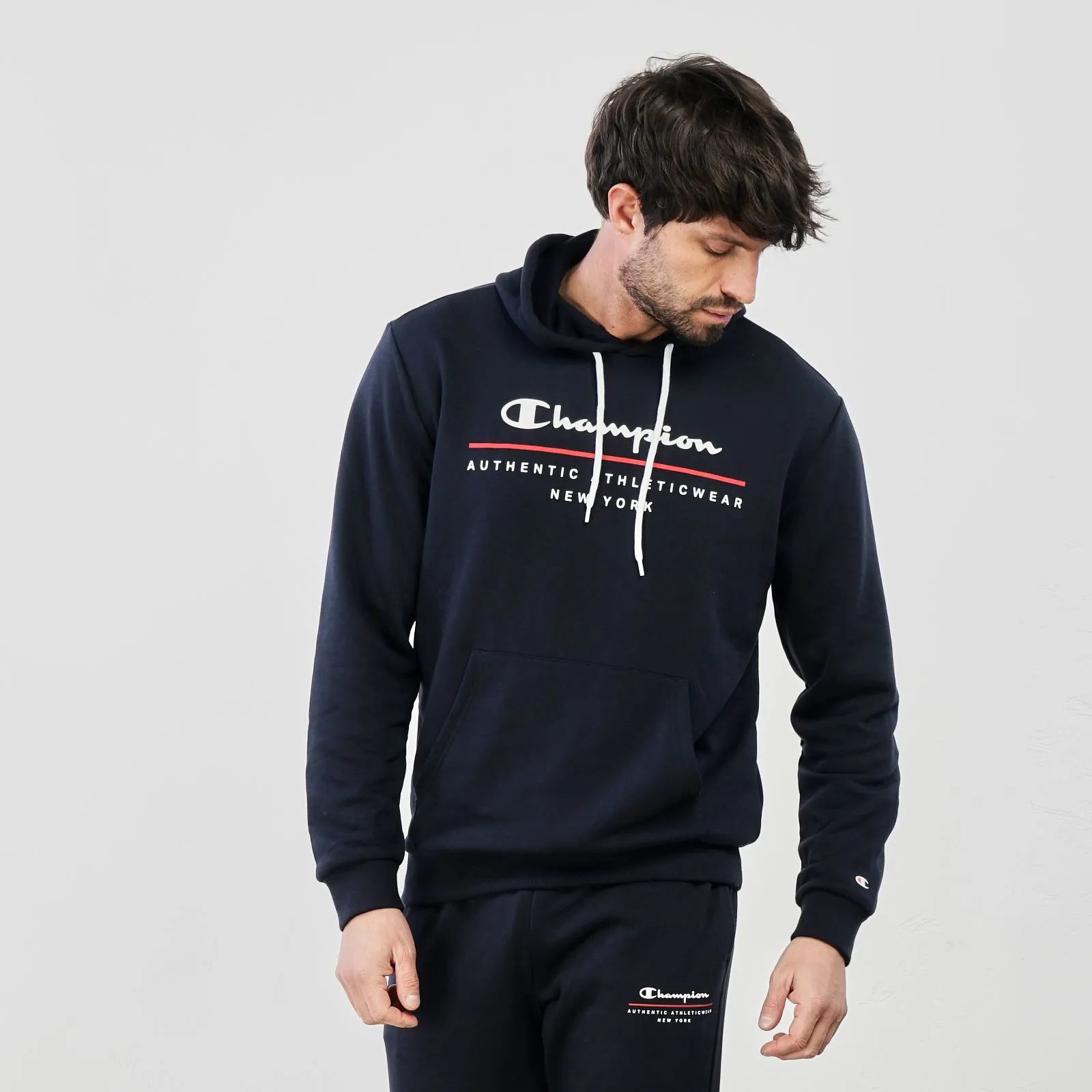 Felpa sportiva blu con cappuccio