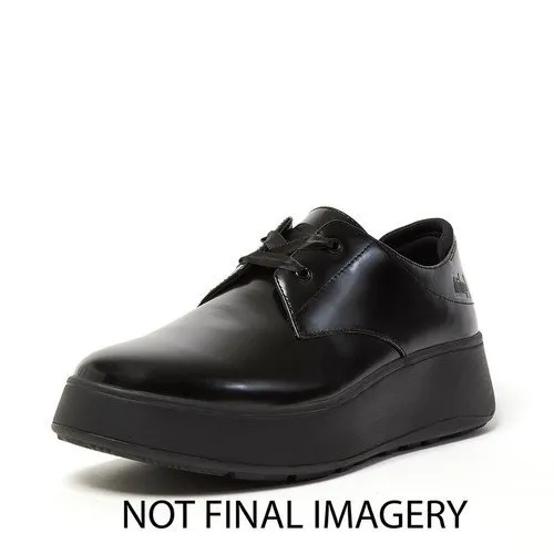 FitFlop F-MODE LEATHER FLATFORM LACE-UP DERBIES ALL BLACK