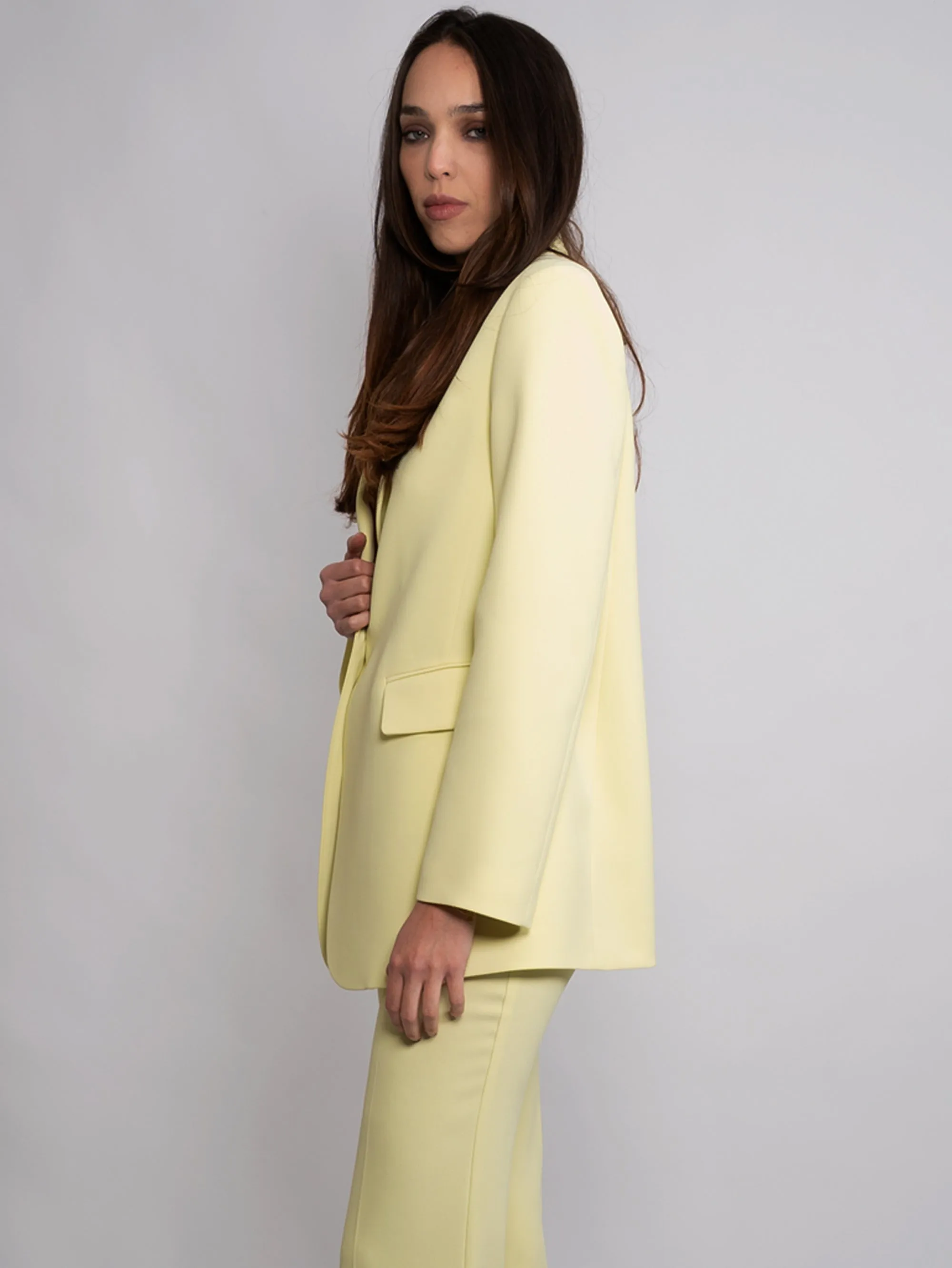 Giacca in Crepe a un Petto Giallo
