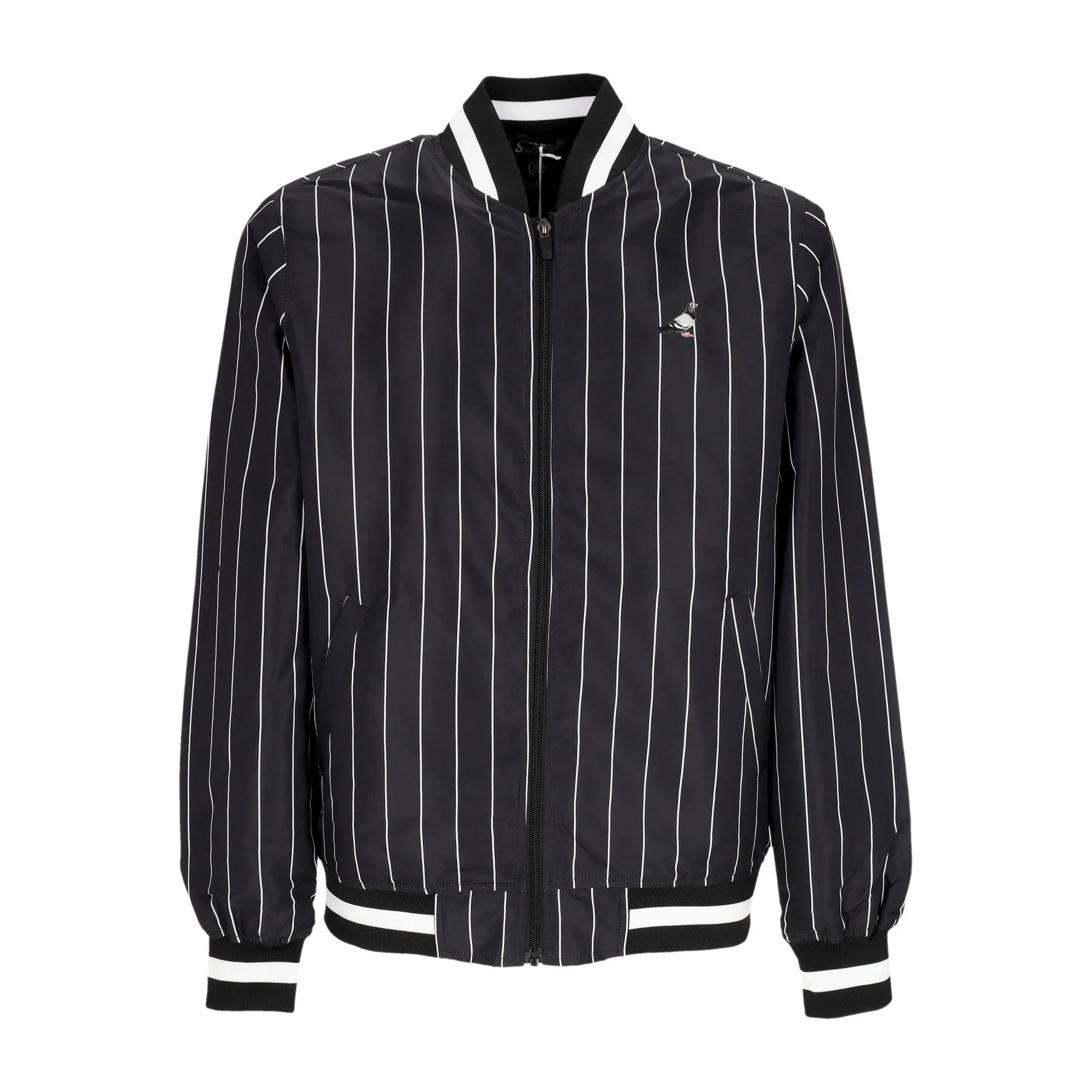 Giubbotto Bomber Uomo Pinstripe Baseball Jacket Black