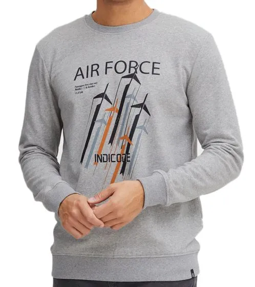 INDICODE IDForz maglia uomo girocollo in cotone pullover con grande stampa frontale 55582MM 913 Grigio