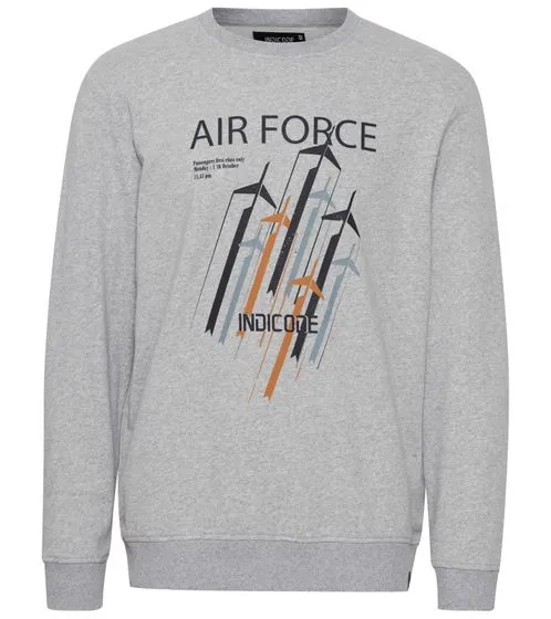 INDICODE IDForz maglia uomo girocollo in cotone pullover con grande stampa frontale 55582MM 913 Grigio