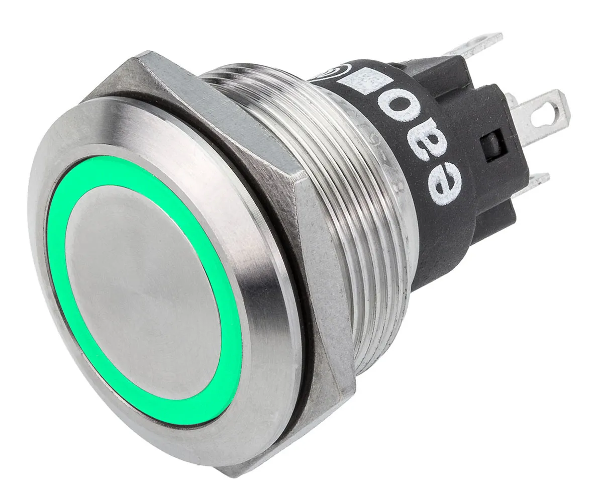 Interruttore a pulsante EAO, A ritenuta, SPDT, luminoso, 3A, IP65, IP67 Montaggio a pannello