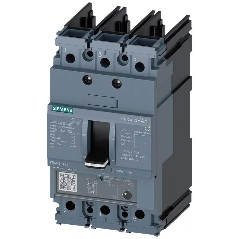 Interruttore magnetotermico scatolato 3VA5160-5EC31-0AA0, 3, 60A, potere di interruzione 7 kA, Montaggio su cavo,