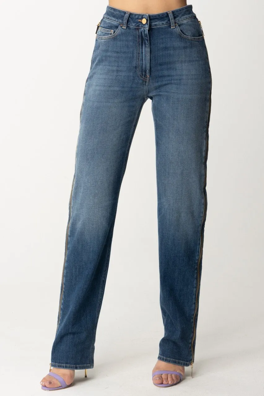 Jeans palazzo con maxi zip laterali Blue denim
