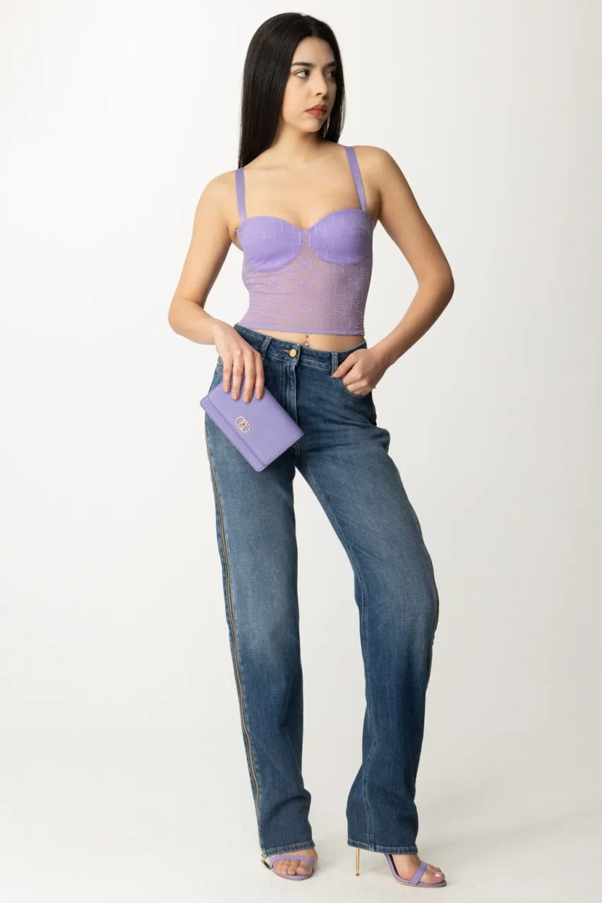 Jeans palazzo con maxi zip laterali Blue denim