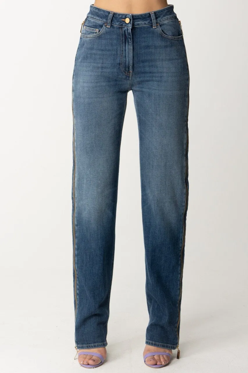 Jeans palazzo con maxi zip laterali Blue denim