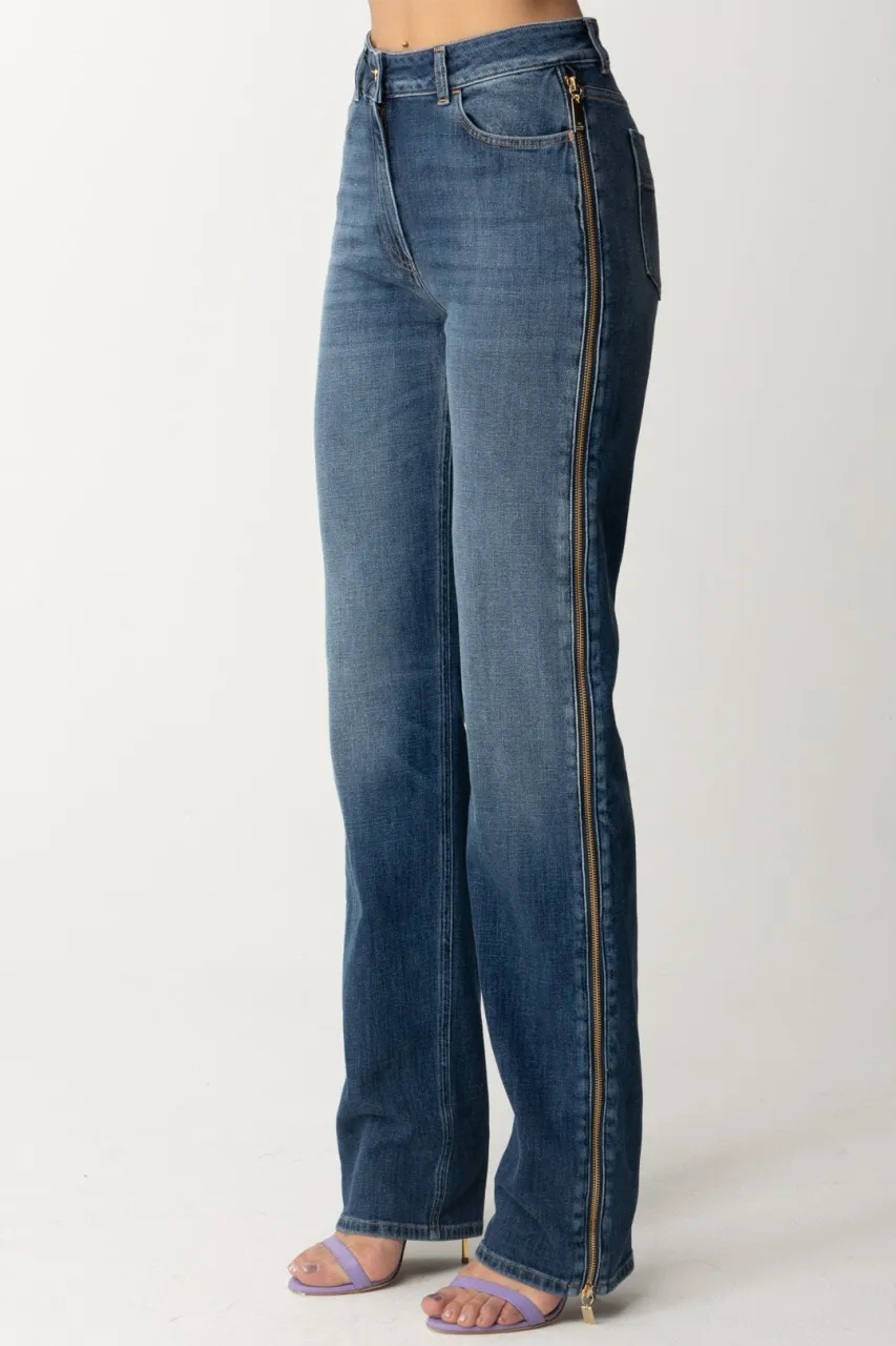 Jeans palazzo con maxi zip laterali Blue denim