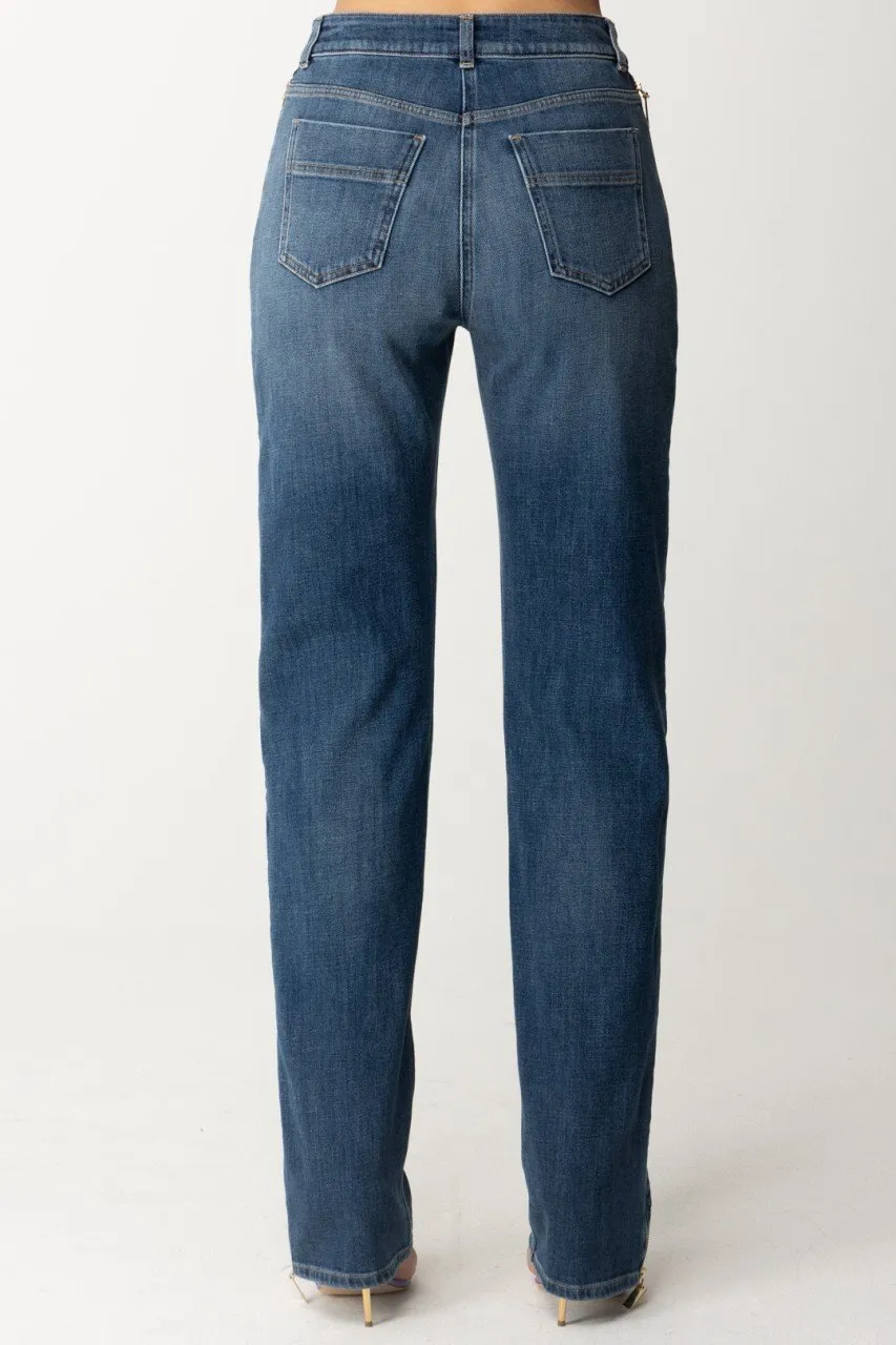 Jeans palazzo con maxi zip laterali Blue denim