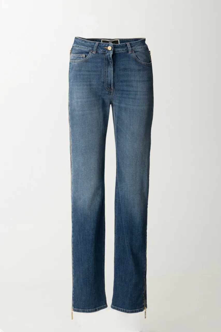 Jeans palazzo con maxi zip laterali Blue denim