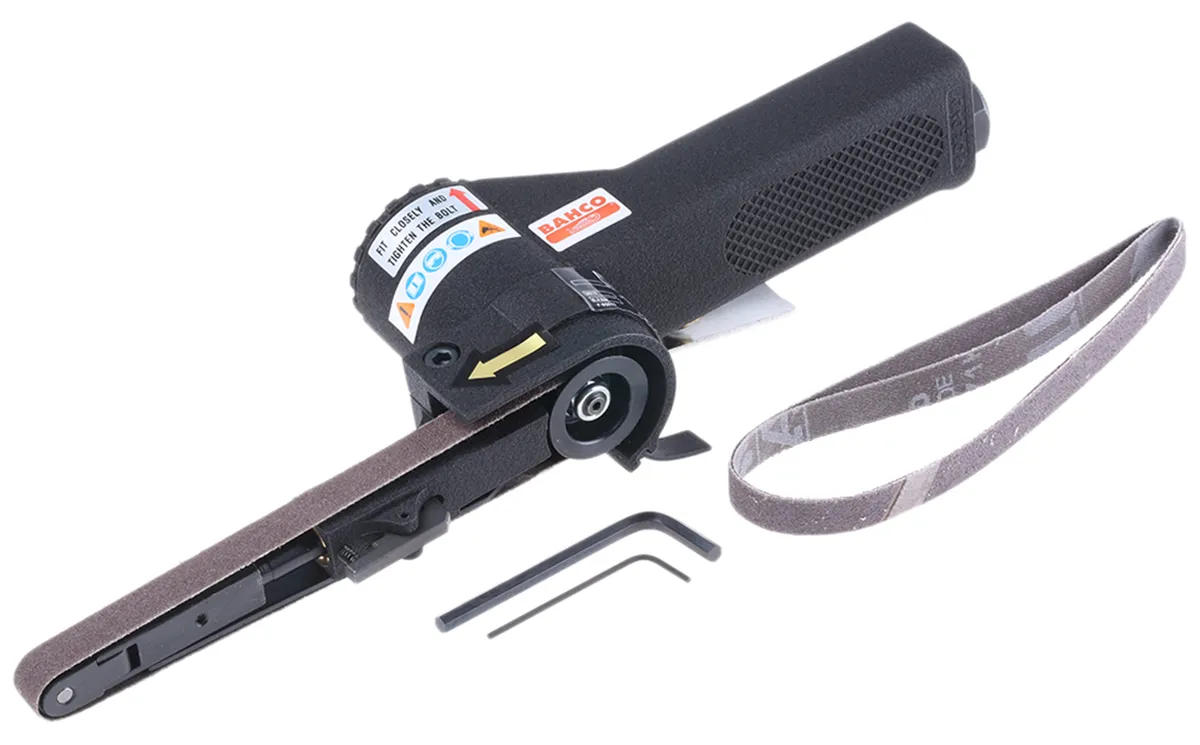 Levigatrice a nastro pneumatica Bahco, velocità 16000giri/min, tampone 10 x 330mm, attacco 1/4poll