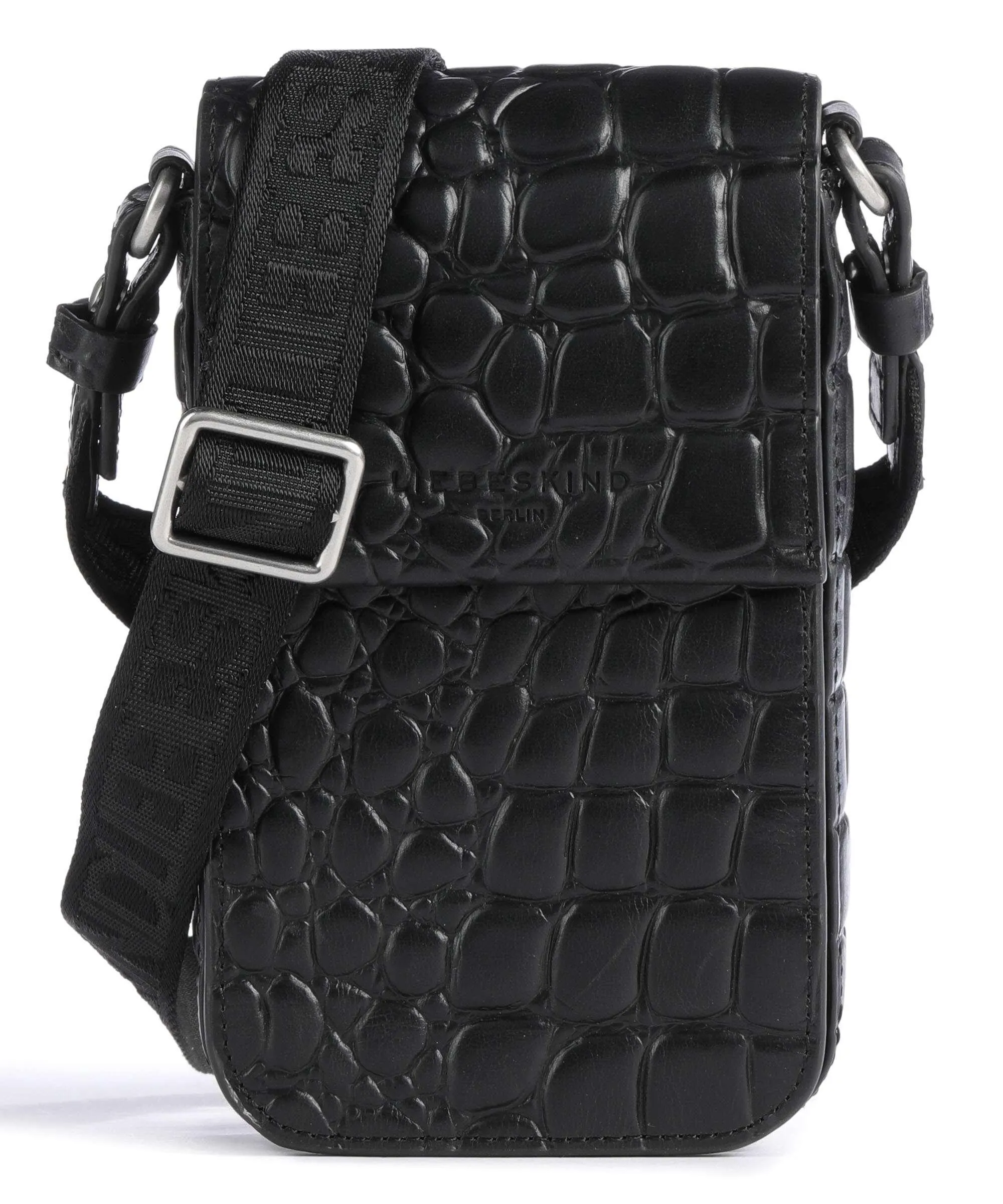  Liebeskind Lea Waxy Croco Borsetta porta cellulare pelle in rilievo nero  