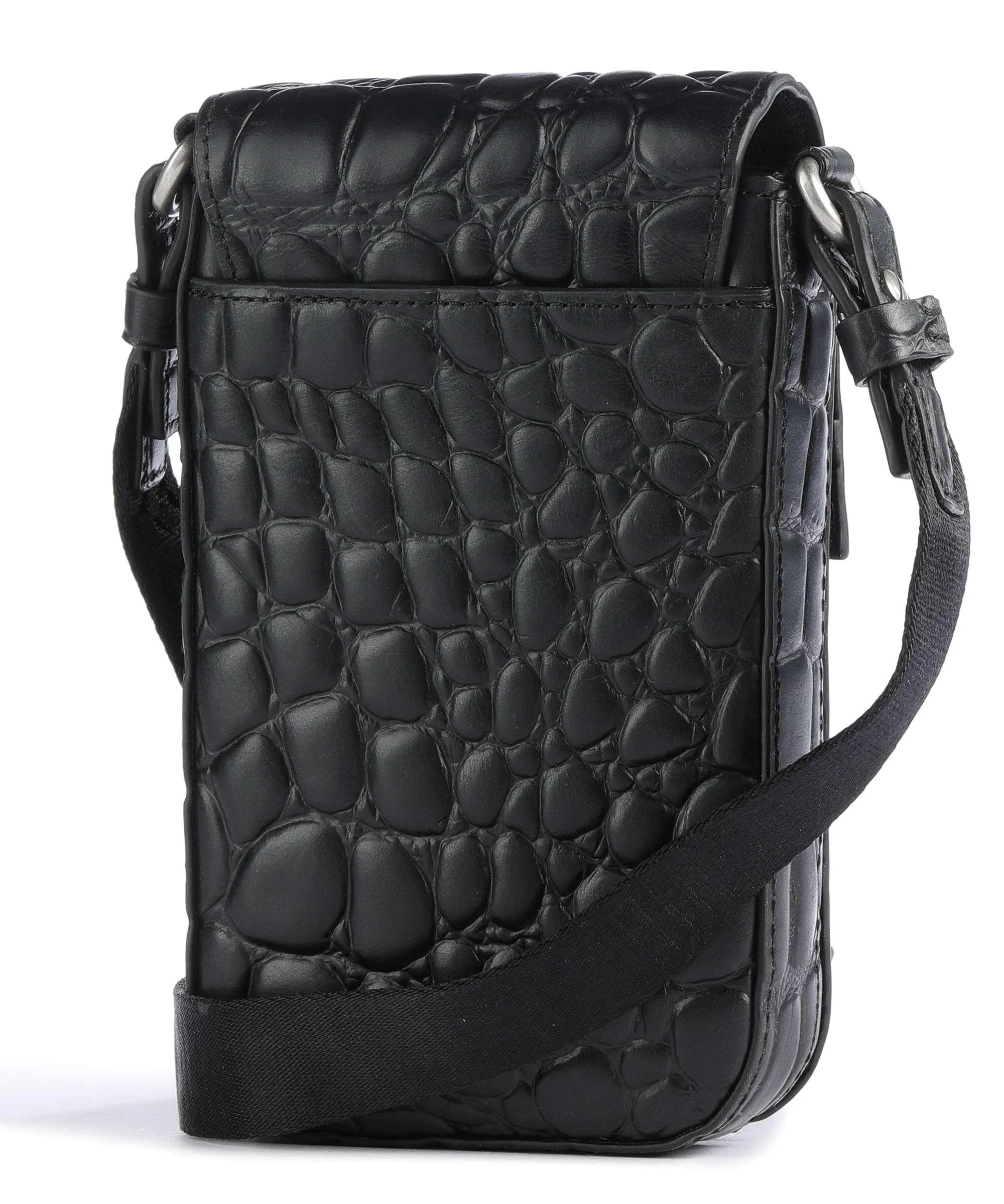 Liebeskind Lea Waxy Croco Borsetta porta cellulare pelle in rilievo nero  
