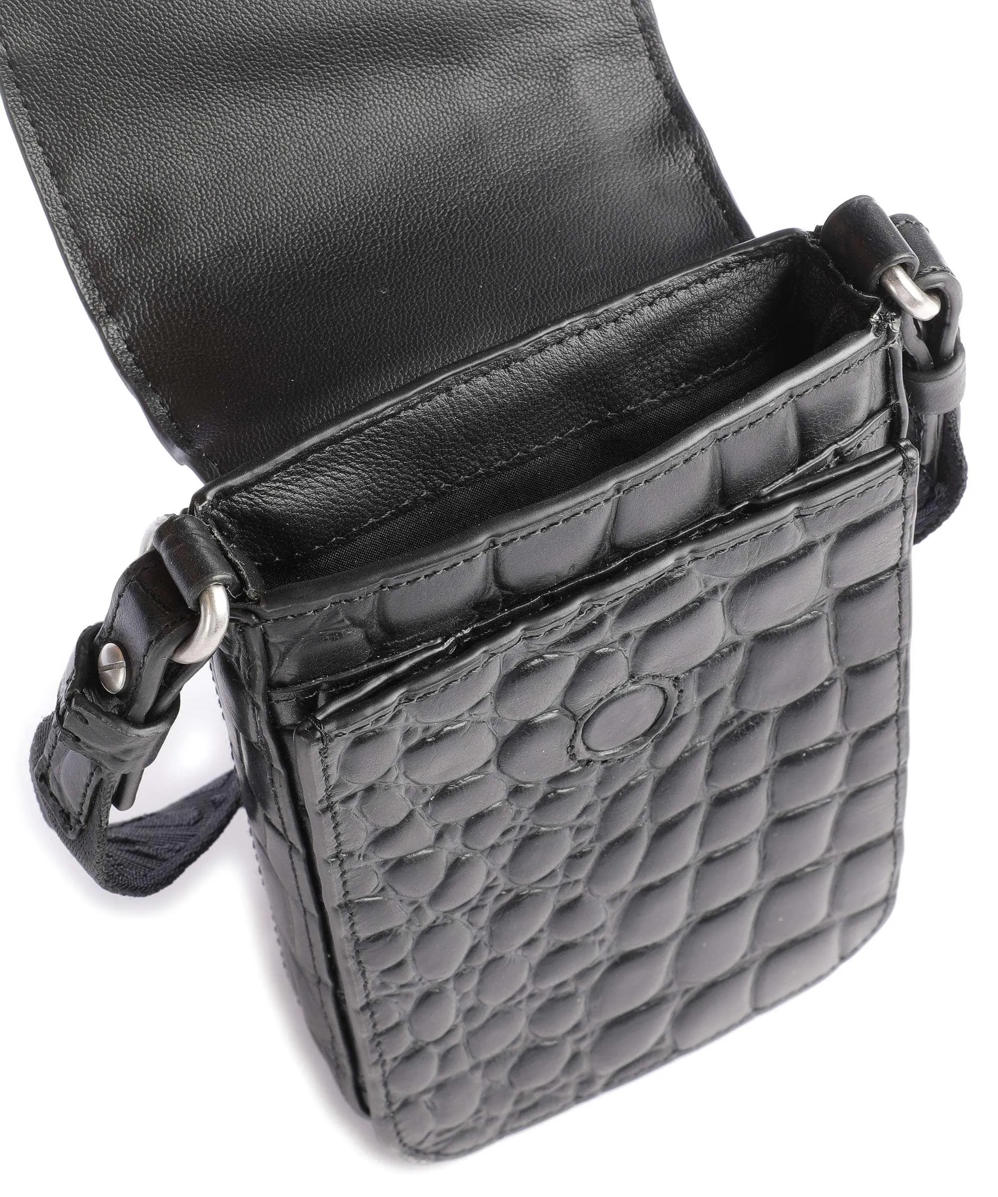  Liebeskind Lea Waxy Croco Borsetta porta cellulare pelle in rilievo nero  